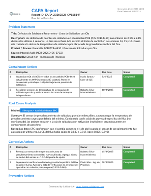 Sample CAPA Report report