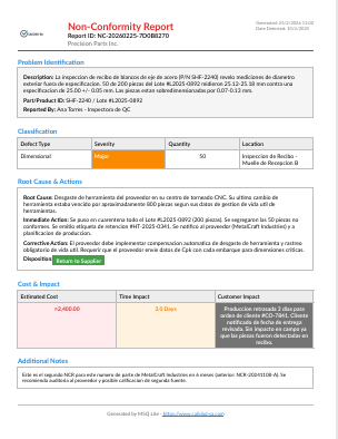 Sample NCR Generator report